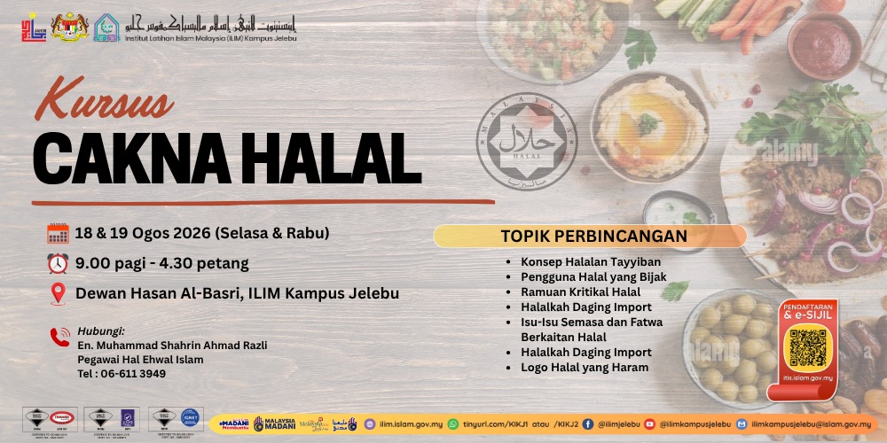 Kursus Cakna Halal 18-19 Ogos 2026