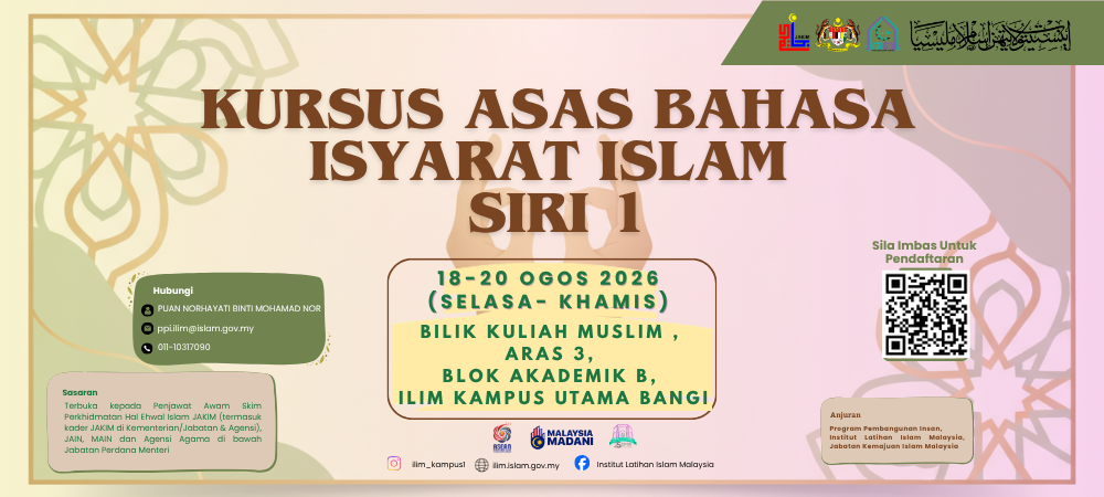 Kursus Asas Bahasa Isyarat Islam Siri 1 18-20 Ogos 2026