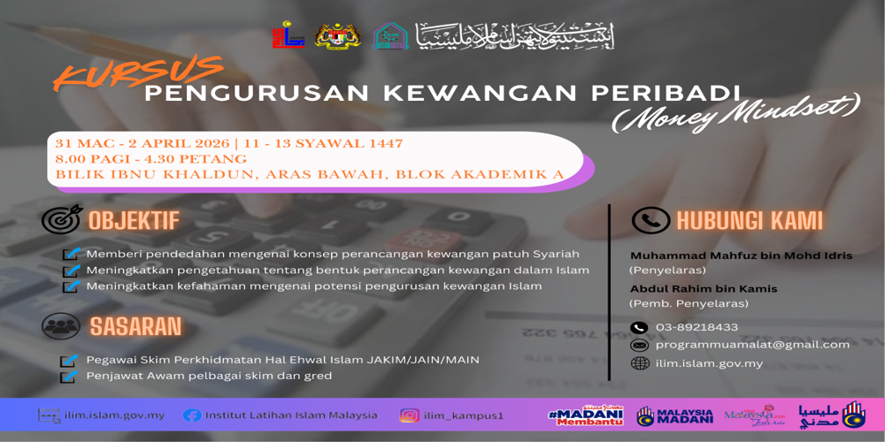 Kursus Pengurusan Kewangan Peribadi 31Mac -2 April 2026