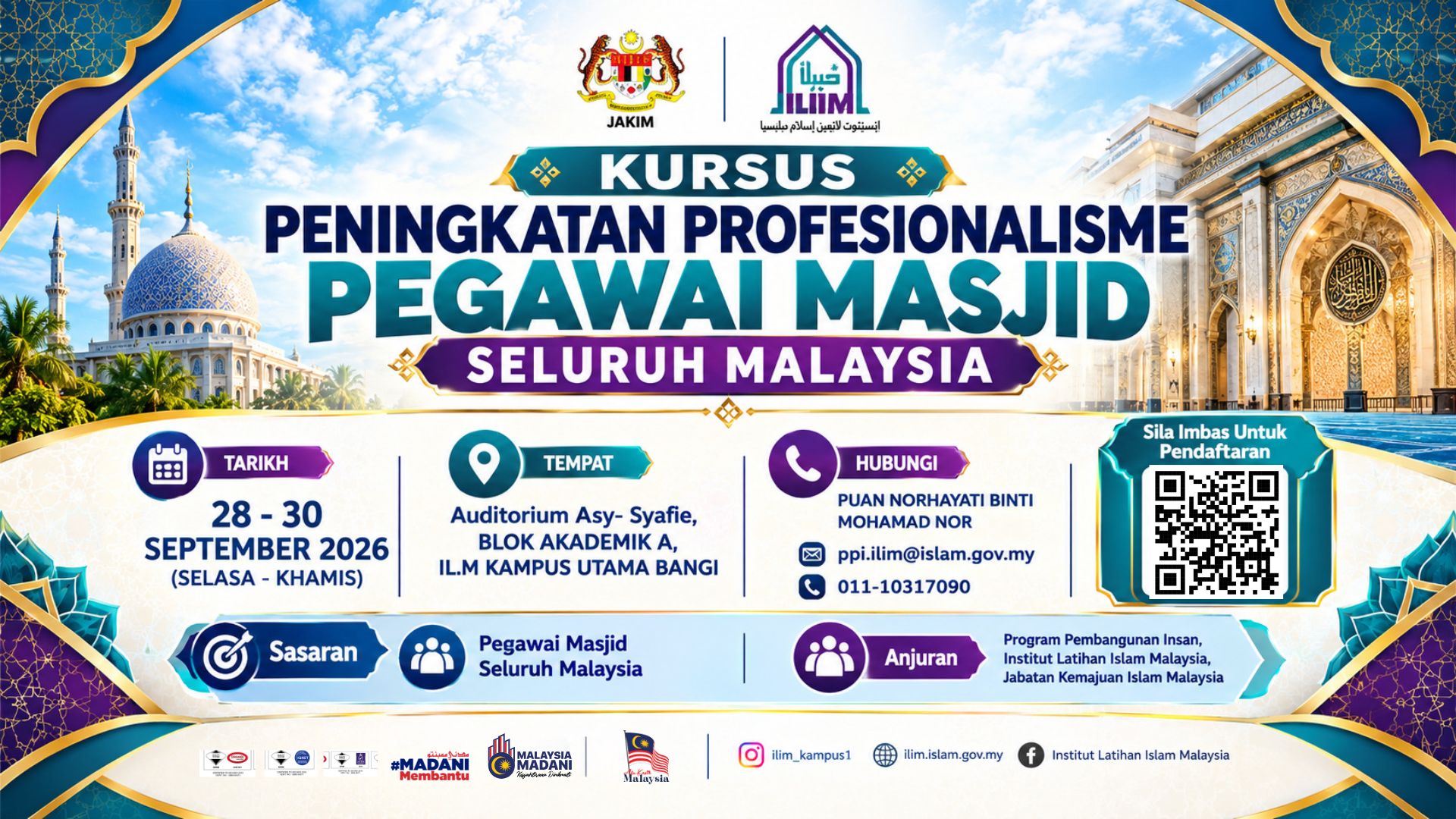 Kursus Peningkatan Profesionalisme Pegawai Masjid Seluruh Malaysia 28-30 Sept 2026