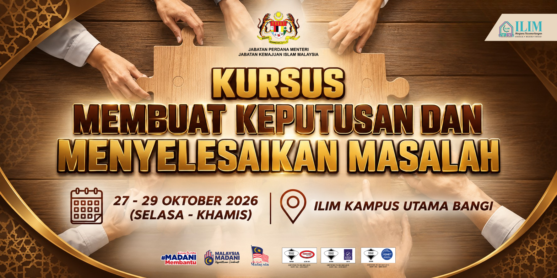 Kursus Membuat Keputusan dan Menyelesaikan Masalah 27-29 Okt 2026